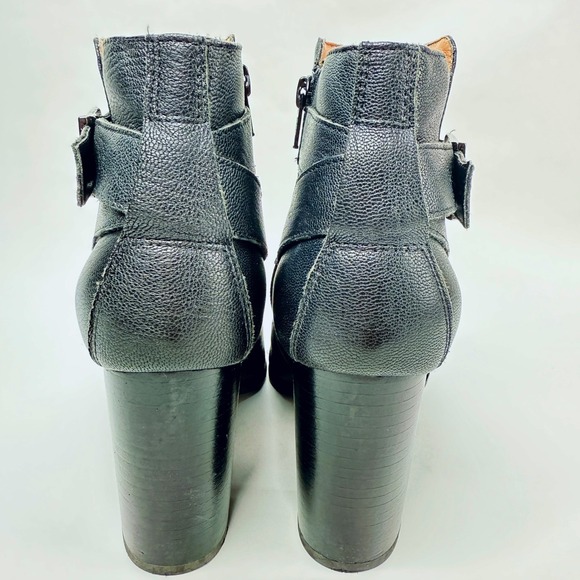 Vionic Alison Blk Leather Buckle Ankle Boots W 8.5 Block Heel Weather Resistant - Picture 11 of 13